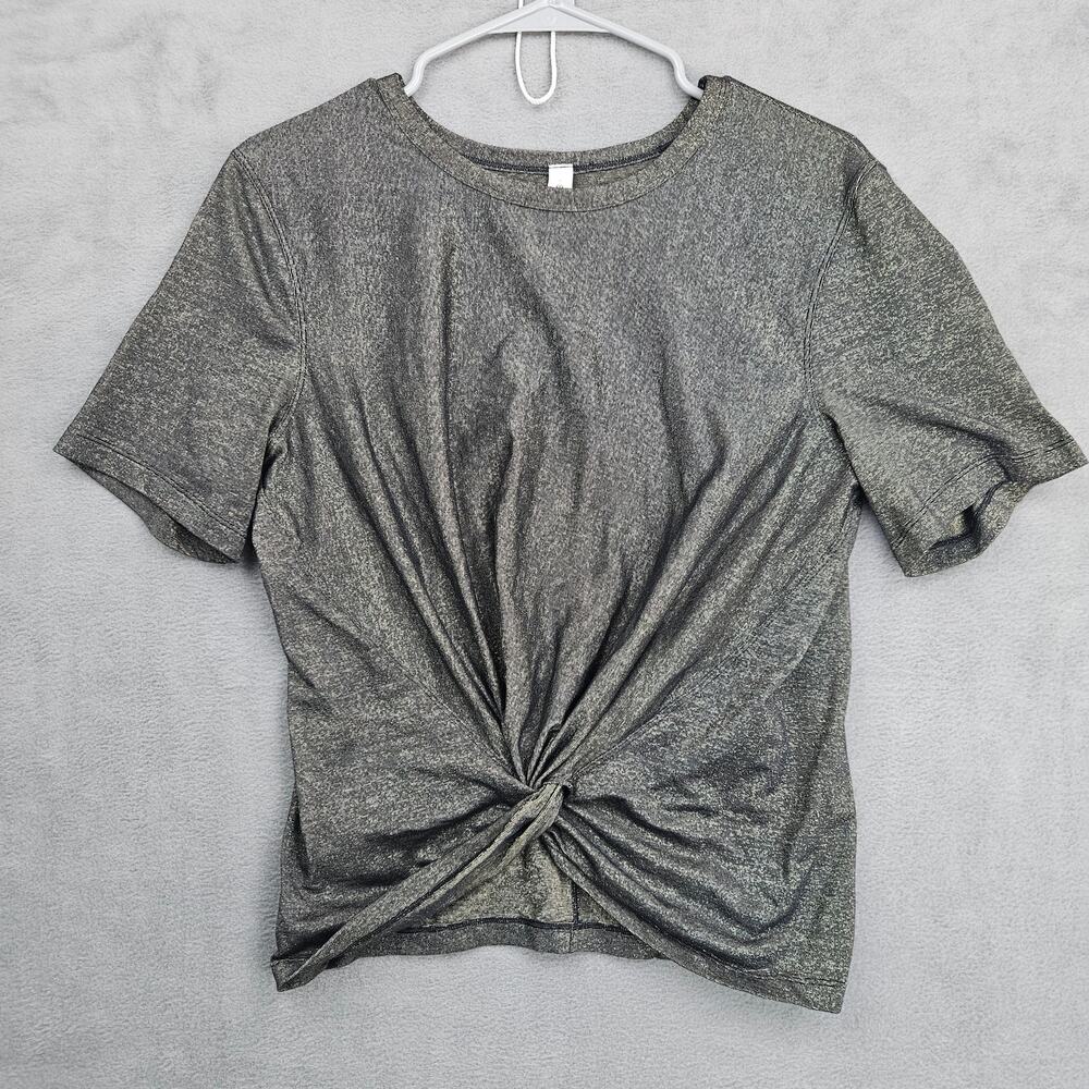Lululemon Crescent T-Shirt Spark Metallic Size 6 Black Gold‎ Limited Edition